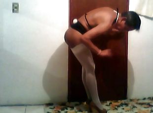 transsexual, anal, brinquedo, latina, mexicano, sozinho