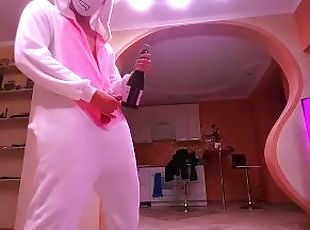 Tiktok big dick masturbation bunnyboy, pour champagne on cock