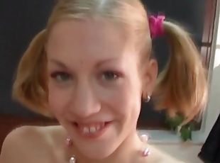 blowjob, tenåring, pigtail, søt