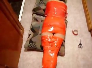 Teen gets Taped up from Head to Toe