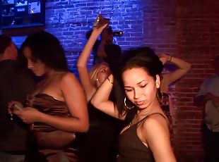 Wild babes having fun in an sensual club orgy close up shoot