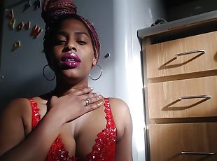 Ebony chick moaning asmr with big lips