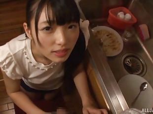 アジアの, ハードコア, 日本人, カップル, pov, キッチン, 服を着た-セックス