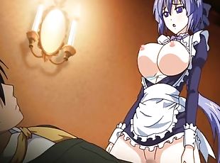 Busty hentai maid hot riding her master dick