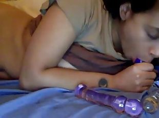 gros-nichons, masturbation, amateur, ébène, black, webcam, gode, bout-a-bout, solo