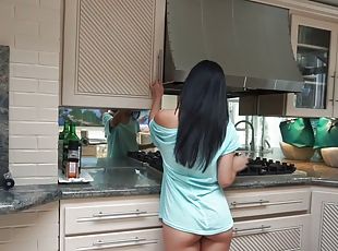 asia, gambarvideo-porno-secara-eksplisit-dan-intens, bintang-porno, pasangan, dapur, pertama-kali