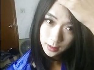 asiatique, masturbation, transsexuelle, ejaculation, solo