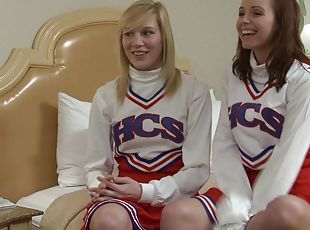 lesbisk, kyssing, cheerleader, uniform, erotisk