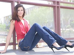 amateur, solo, jeans, talons-hauts