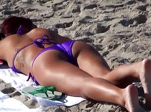 Sweet Nikki Chase In Purple Bikini Exposes Her Nice Ass Outdoors