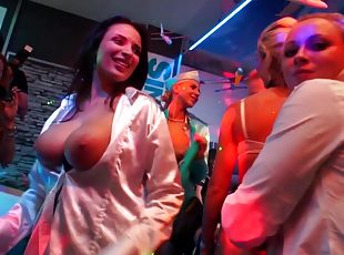 Busty MILFs have fun in the club