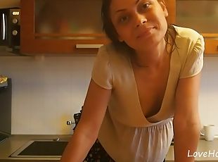 Teasing session in the kitchen with a hottie