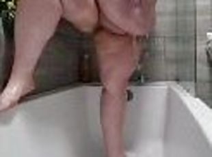 baignade, gros-nichons, masturbation, collants, amateur, maison, belle-femme-ronde, britannique, coquine, douche