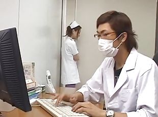 Double Blowjob For This Asian Nurse