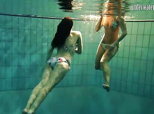 lesbienne, ados, culotte, piscine, bikini