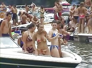 gros-nichons, en-plein-air, fête, public, amateur, gros-seins, seins, bikini, réalité