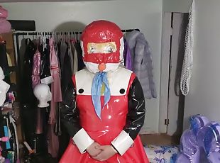 shemale, amatør, hjemmelaget, bdsm, fetisj, latex, alene, bondage