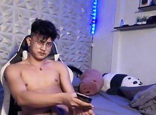 asiatisk, masturbation, cumshot, gigantisk-kuk, juckande, sprut, söt, filipinsk, kuk