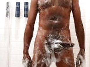 mandi, pelancapan, amateur, perempuan-afrika, zakar-besar, hitam, pov, fetish, mandi-shower, solo