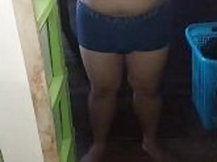 asiático, gorda, amateur, regordeta, a-solas, gimnasio