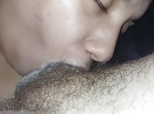 amateur, fellation-profonde, pute, brunette, bite, sucer