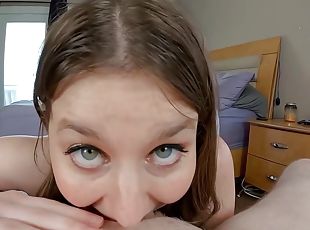 gros-nichons, amateur, énorme-bite, milf, point-de-vue, ejaculation, brunette