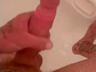 baignade, masturbation, amateur, énorme-bite, point-de-vue, douche, solo, tatouage, bite