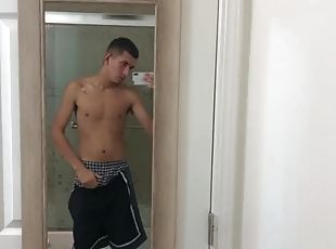 banhos, amador, gay, latina, chuveiro