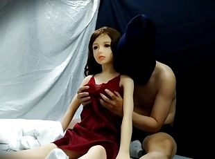 Cum hard after having relaxing sex with a sex doll