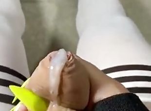 Ankle chained cumshot