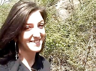 Slutty Italian loves to fuck in the woods of voyeurs