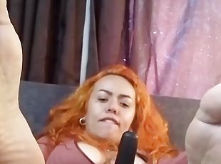 masturbation, jouet, doigtage, rousse, webcam, chatte, solo