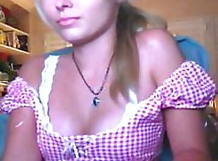 masturbação, amador, babes, loira, webcam, sozinho, uniforme