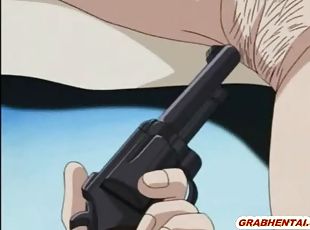 Police woman hentai gets assfucked with gun in her pussy