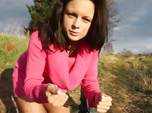 en-plein-air, amateur, ados, hardcore, allemand, couple, ejaculation, mignonne, sexe-habillé