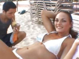 hardcore, pareja, playa, bikini