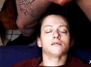 amatør, cumshot, trekant, facial