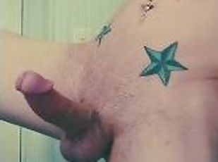 amateur, chorro-de-corrida, polla-enorme, gay, fetichista, a-solas, tatuaje, polla