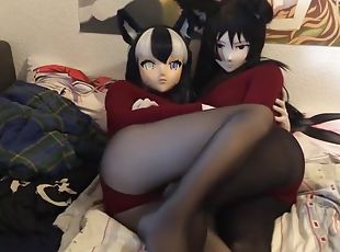 asiático, amateur, lesbiana, japonés, lencería, webcam, anime