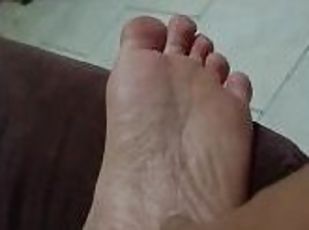 masturbation, amateur, énorme-bite, pieds, fétiche, solo, bite