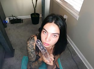 arsch, papa, immens-glied, spielzeug, tief-in-die-kehle, strümpfe, dildo, vati, brunette, tattoo