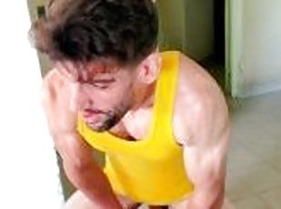 poilue, masturbation, orgasme, gay, décapage, solo, musclé, domination, bite, sauvage