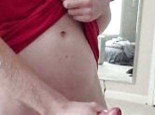 énorme, masturbation, amateur, ejaculation-sur-le-corps, ados, rousse, solo