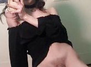 masturbación, transexual, amateur, polla-enorme, a-solas, polla