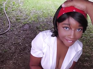 utendørs, lærer, amatør, cumshot, ebony, tenåring, deepthroat, pov, facial, uniform