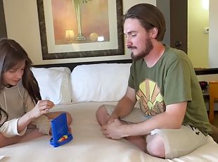 She rides his hard cock after losing a Strip Connect 4 game