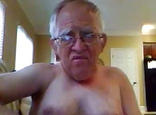 Grandpa cum on webcam