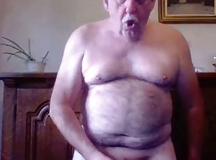 Grandpa cum on webcam