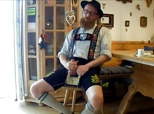 Bayern boy edging and cumming in lederhosen