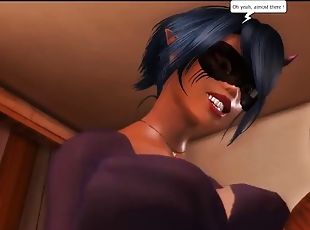 gros-nichons, transsexuelle, ébène, interracial, black, anime, hentai, 3d